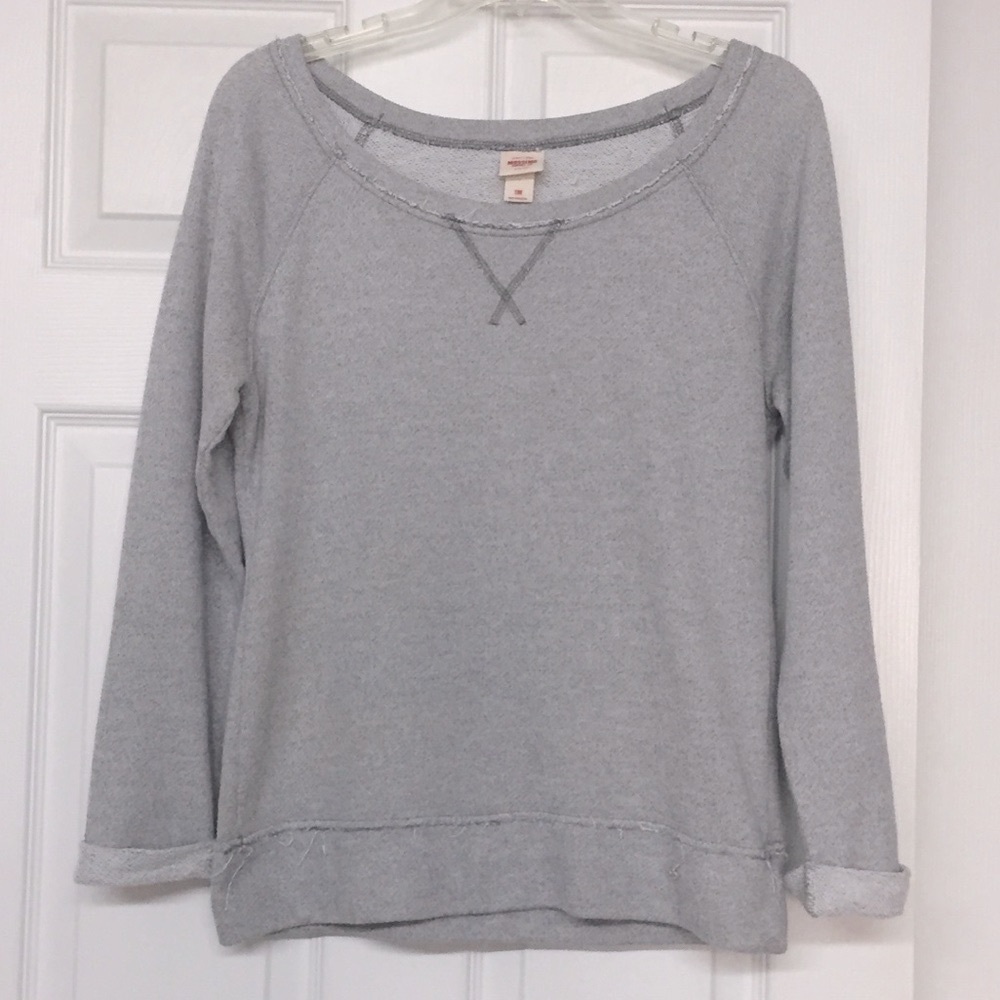 French Terry Raw Edge Gray Lightweight Sweatshirt Sz M